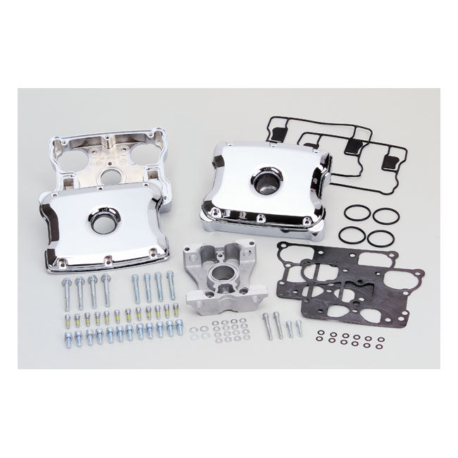 S&S, die-cast rocker cover kit. Chrome — 99-17 Twin Cam; S&S 4-1/8" SSW+ V-series engines