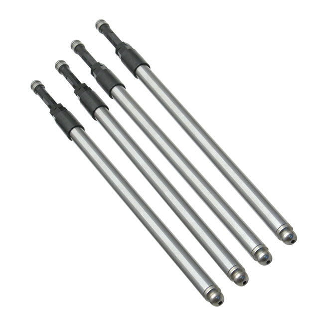 S&S, Quickee adjustable pushrod set — 99-17 (NU) 88"-124" Twin Cam; 17-26 M8; 91-22 (NU) XL Sportster with multiple parts pushrod covers