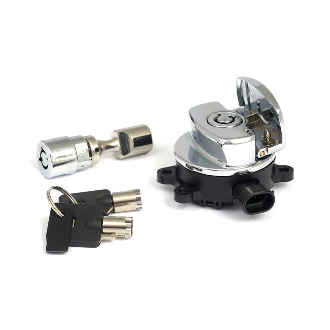 11-up ignition switch, side hinge type. Chrome — 11-15 FXST; 11-17 FLST/C/F/N; FLS/S (NU)