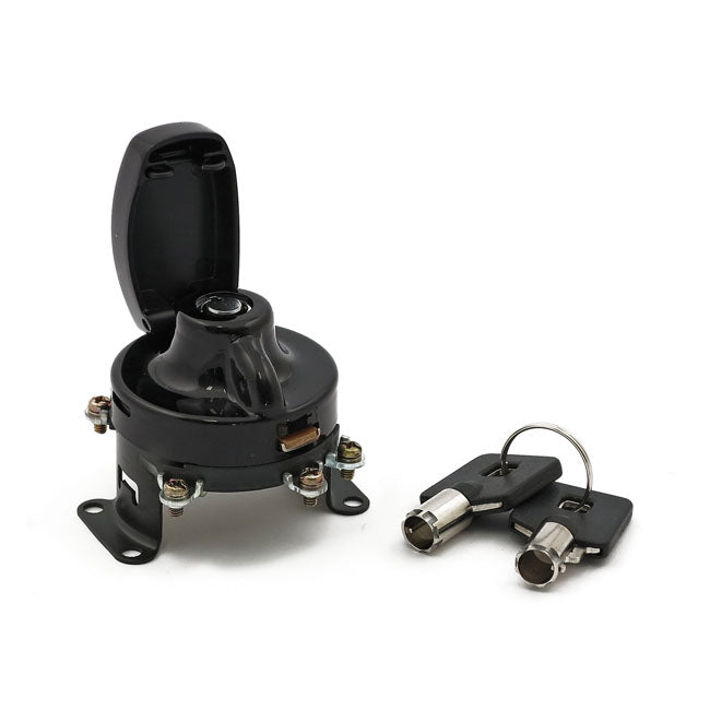 FL style ignition switch. 5-pole, round key, black
