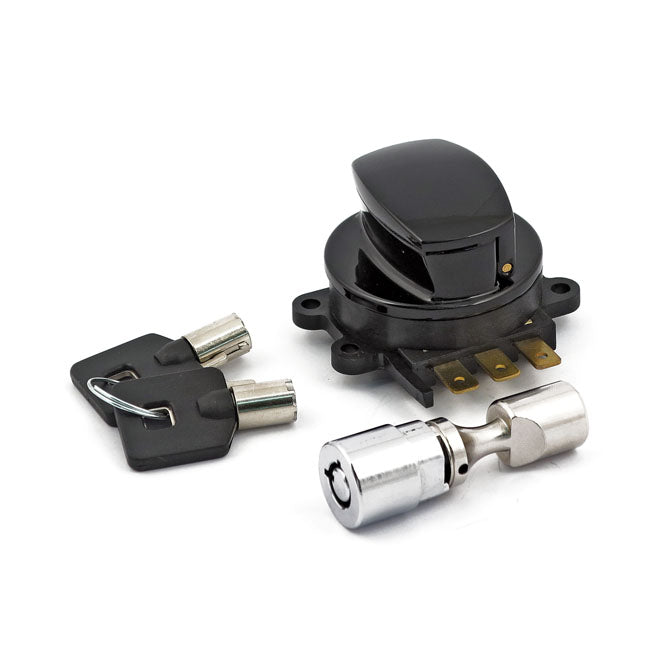 96-up ignition switch, side hinge type. Black — 96-10 Softail; 93-05 FXDWG (NU)