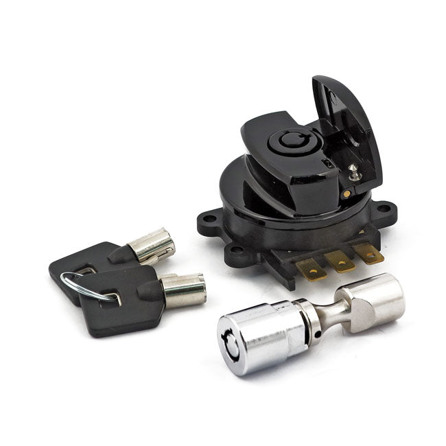96-up ignition switch, side hinge type. Black — 96-10 Softail; 93-05 FXDWG (NU)