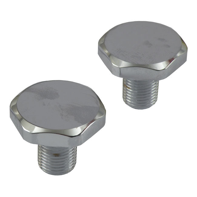 41mm fork tube cap bolts. Chrome — L77-84 FL; 80-86 FXWG; 80-83 and 00-13 FLT/Touring; 84-17 Softail (Excl. 13-17 FXSB); 93-05 FXDWG (NU)