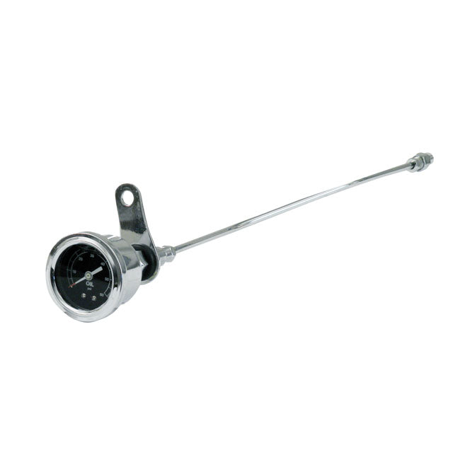 Oil pressure gauge kit rocker box, 0-60 PSI. Chrome — 84-99 Big Twin (Excl. Twin Cam) (NU)