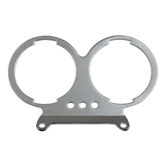 Mounting bracket, speedo & tachometer. Chrome — 84-85 XL Sportster; FX; FXR; FXRT. Models with dual instruments (NU)