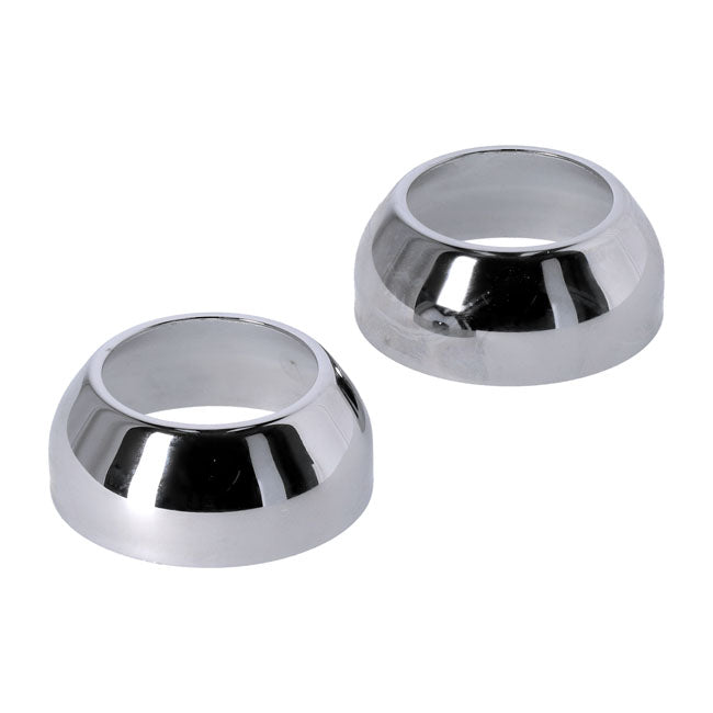 Fork boot cover, chrome — 87-94 (NU) FXR; 91-05 (NU) Dyna (Excl. FXDWG); 88-20 (NU) XL Sportster (Excl. 97-03 XL1200S; 16-21 XL1200X; 16-20 XL1200CX; 07-12 XL1200N; 09-21 883N; 18-21 XL1200NS)