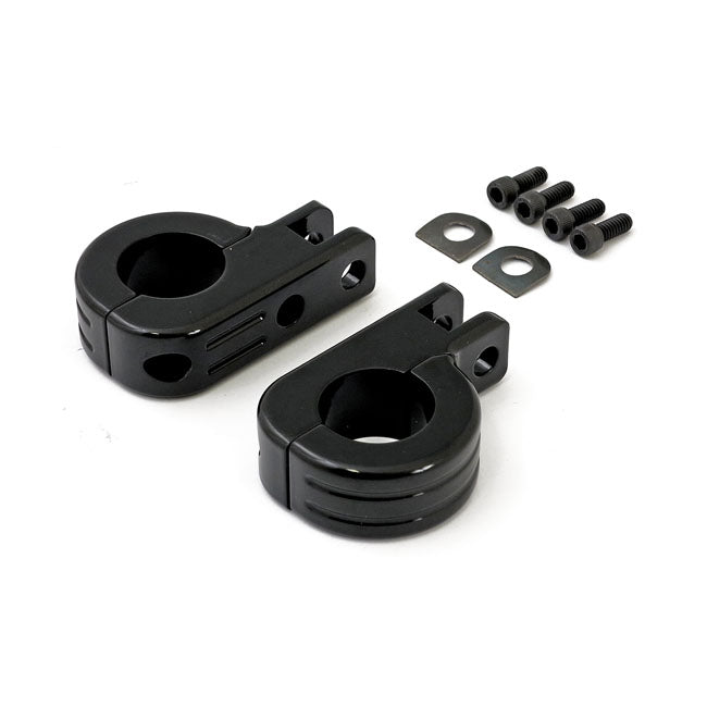 Engine guard foot peg mount kit. 1-1/2" (38mm) tubing. Black