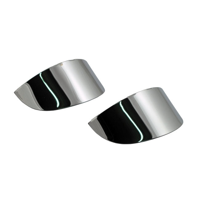 Smooth turn signal visor set. Chrome — 66-85 FL models (NU)