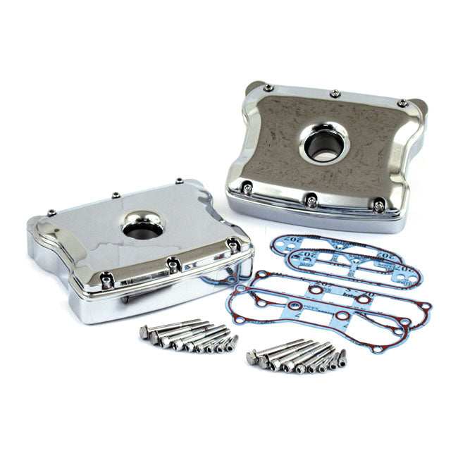 Evo rocker covers set, custom style. Chrome