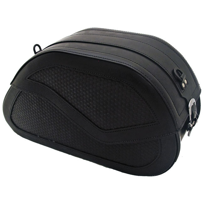 MCS, reinforced rigid leather saddlebag set. BW. 33 liter