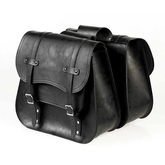 MCS, reinforced rigid leather saddlebag set. Throw-over