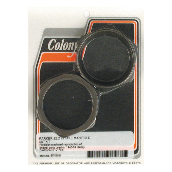 Colony manifold nuts, plumber style — 40-54 OHV 74"/61" Big Twin; 53-56 K; KH