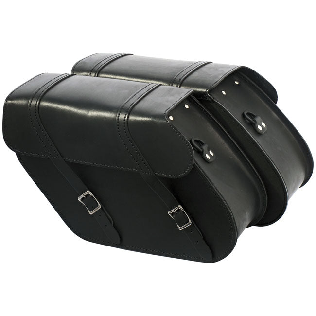 MCS, reinforced rigid leather saddlebag set. 17 liter