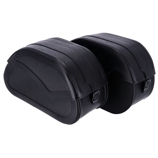 MCS, reinforced rigid leather saddlebag set. 32 liter — Universal