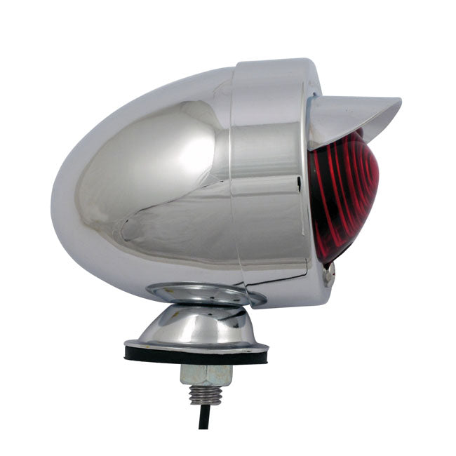 Bullet marker light. Chrome. Red lens. SF. stud mount. visor