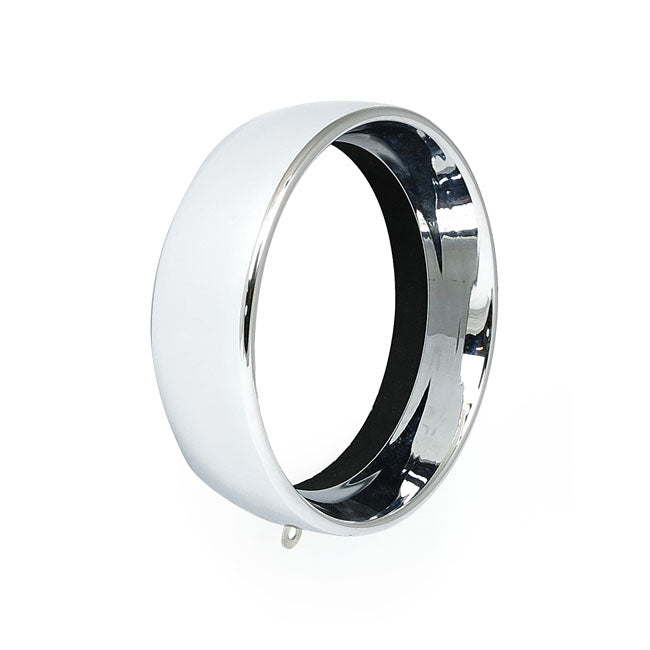 Recessed trim ring. 5-3/4" headlamp. Chrome — 97-03 FLSTS; 05-07 FLSTSC; 16-17 FXSE; 07-10 FXSTC; 00-07 FXSTD; 93-06 FXSTS; 95-97 FXSTSB; 1999 FXR; 16-17 FXDLS; 96-20 XL883C; XL1200C and XL1200V; 16-22 XL1200C/X (NU)