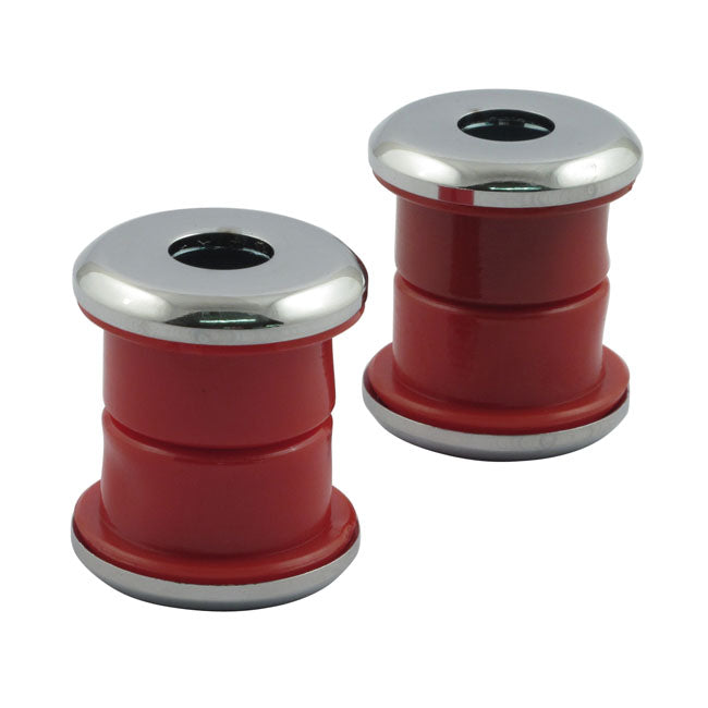 Handlebar damper kit, red polyurethane — 73-17 Big Twin; XL Sportster (Excl. 04-17 XL Sportster; 80-17 FLT/Touring; Trike) (NU)