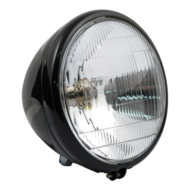 6-1/2" springer headlamp assembly. 12v. Black