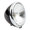 6-1/2" springer headlamp assembly. 6v. Black/chrome