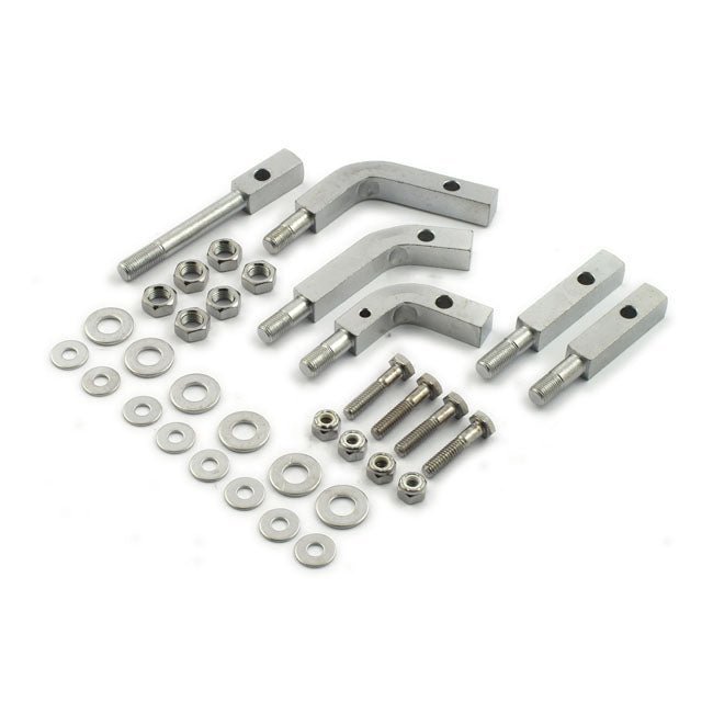 Floorboard mount bracket kit. Chrome — 41-64 FL with steel primary (NU)