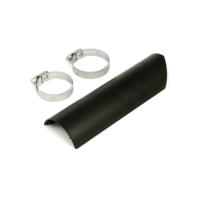 FL 2-1 exhaust header heatshield. lower right, rear — Fits stock 2 in 1 exhaust systems on 70-E78 FL; 71-75 FX and all 70-84 FL models with stock crossover systems.