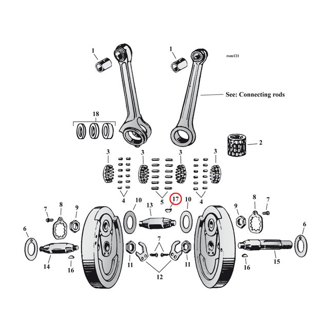 Woodruff keys, crankpin