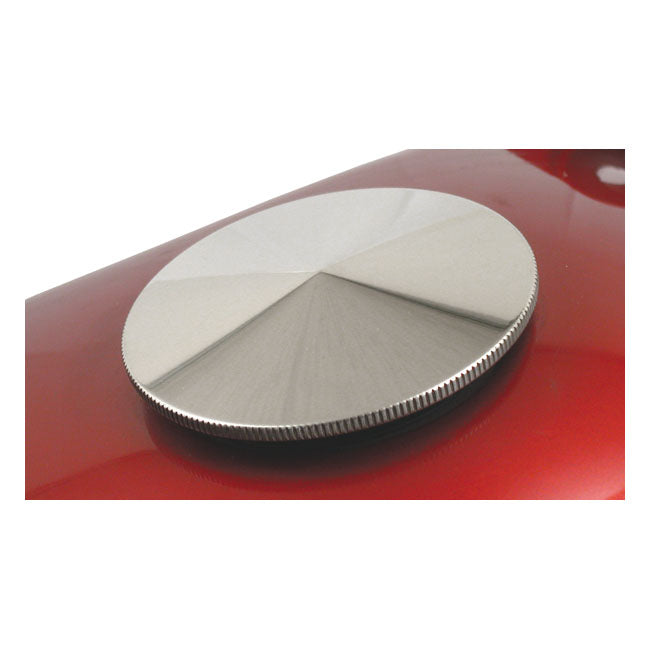 Stainless steel gas cap set, pointed — 83-95 H-D (NU) (Excl. FLT)