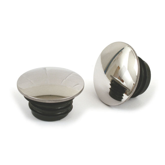 Stainless steel gas cap set, domed — 83-95 H-D (NU) (excl. FLT)