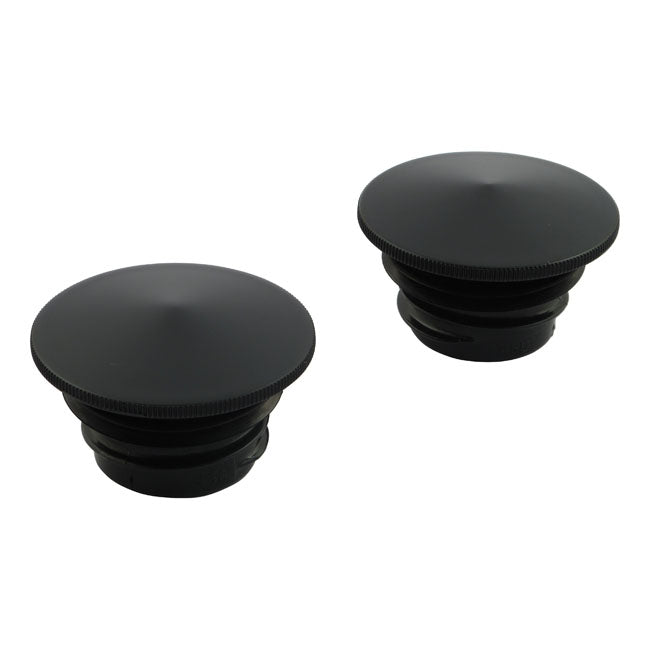 Black gas cap set, pointed — 96-99 H-D (NU)