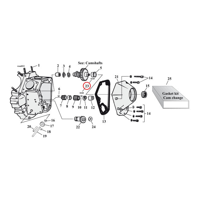 Dowel pin, pinion/cam shaft bushing