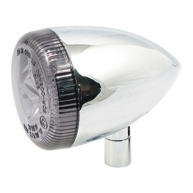 3-1 LED bullet taillight / turn signal combo. Chrome. Smoke — Universal
