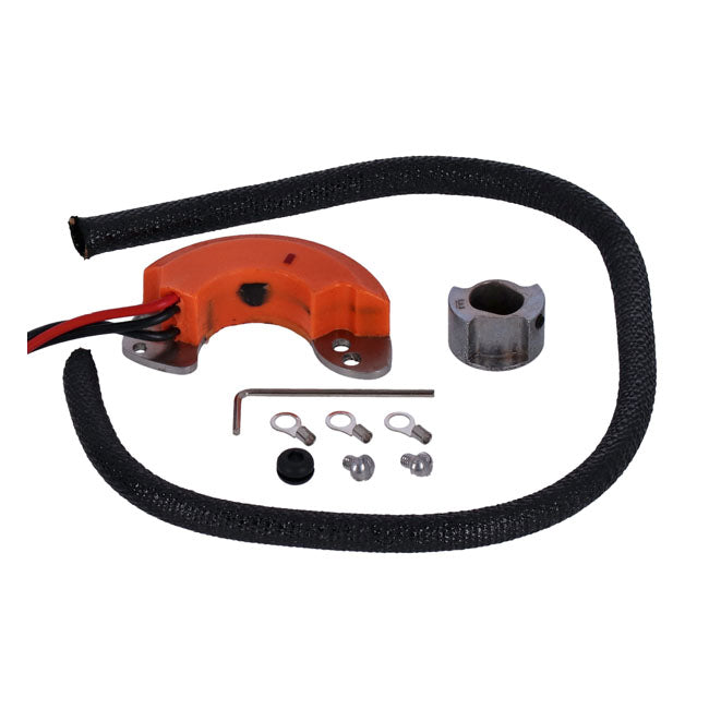 V-Tronic, electronic ignition for 6 & 12V. Hand advance — 36-47 Big Twin Flathead; 36-47 Knuckle and 38-47 WL; WLA; WLC (NU)