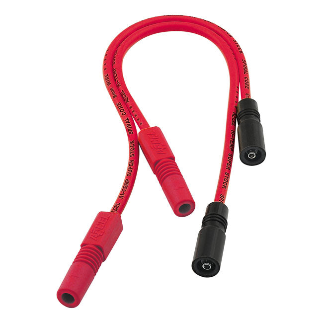 Accel, 8mm Ferro Spiral core spark plug wire set. Red — 99-08 FLT/Touring; 04-06 XL Sportster (NU)