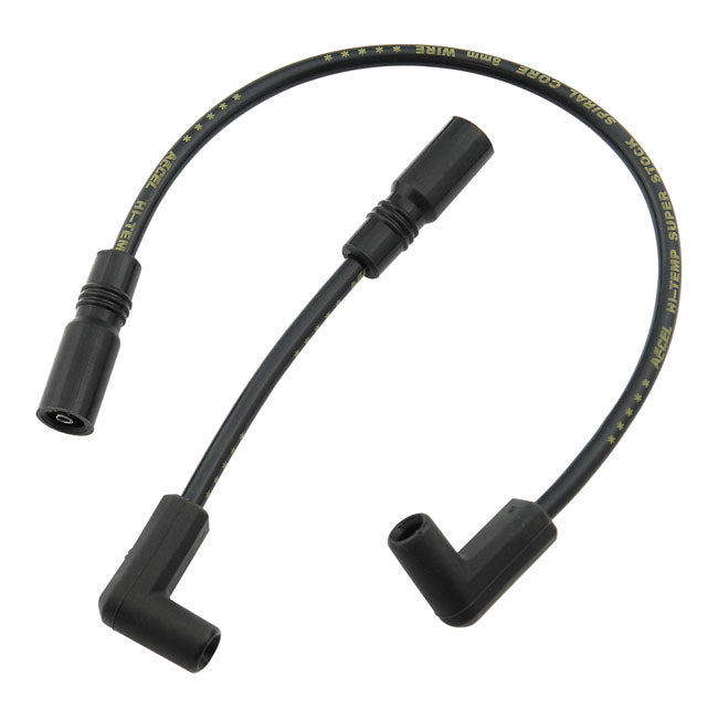 Accel, 8mm Ferro Spiral core spark plug wire set. Black — 99-17 Dyna; 99-02 Buell XB with late model coil design (NU)