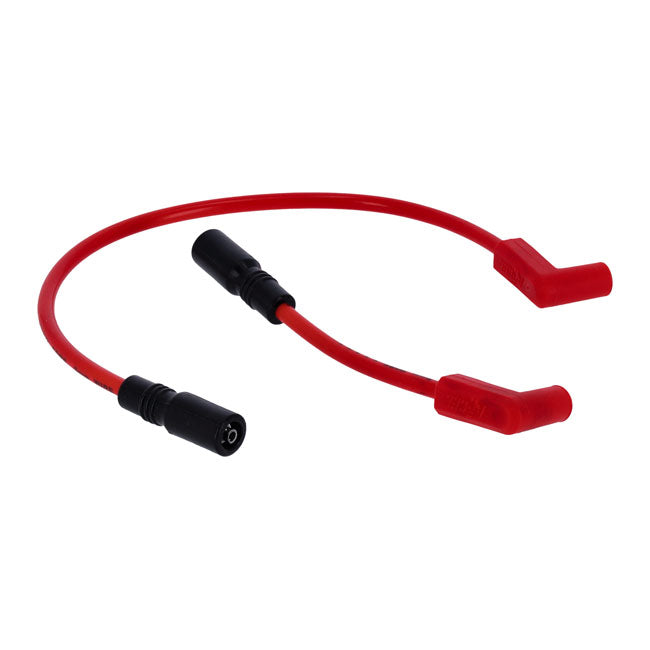 Accel, 8mm Ferro Spiral core spark plug wire set. Red — 99-17 Dyna; 99-02 Buell XB with late model coil design (NU)