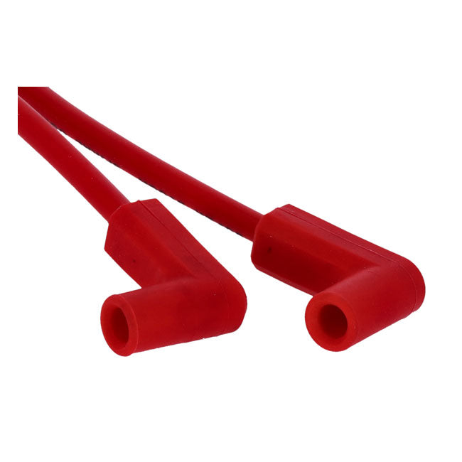 Accel, 8mm Ferro Spiral core spark plug wire set. Red — 99-17 Dyna; 99-02 Buell XB with late model coil design (NU)