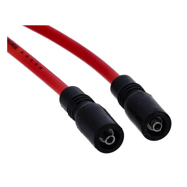 Accel, 8mm Ferro Spiral core spark plug wire set. Red — 99-17 Dyna; 99-02 Buell XB with late model coil design (NU)