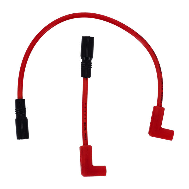 Accel, 8mm Ferro Spiral core spark plug wire set. Red — 99-17 Dyna; 99-02 Buell XB with late model coil design (NU)