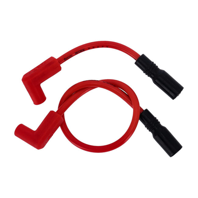 Accel, 8mm Ferro Spiral core spark plug wire set. Red — 99-17 Dyna; 99-02 Buell XB with late model coil design (NU)