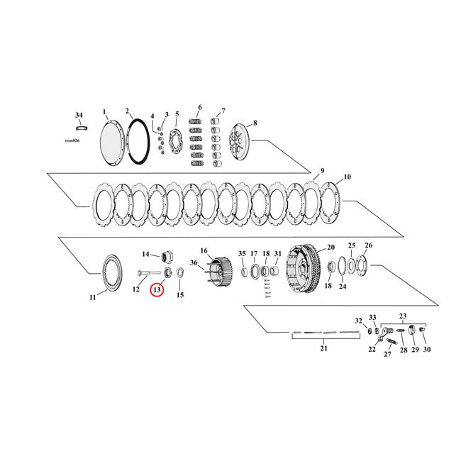 Nut, clutch hub — 67-E84 XL Sportster (NU)