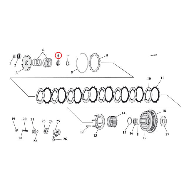 Nut, clutch hub — 67-E84 XL Sportster (NU)