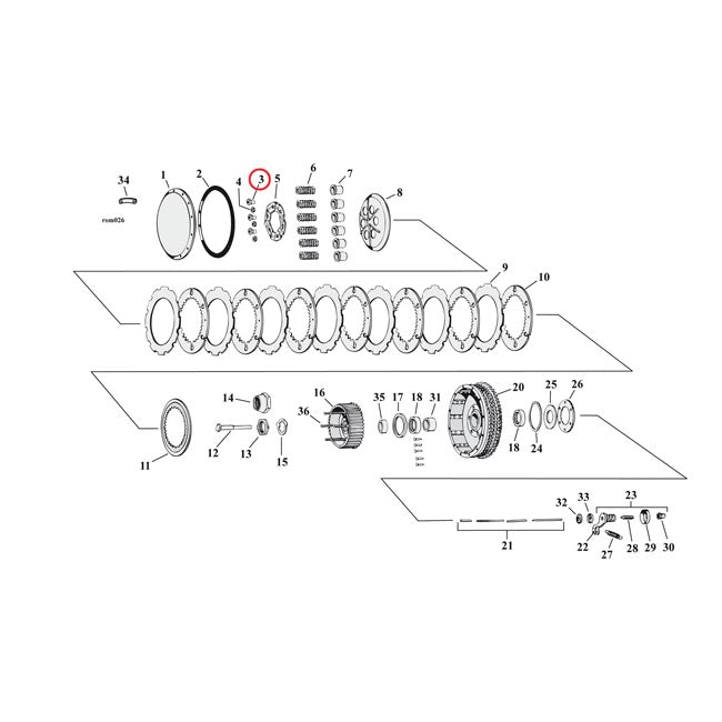 Nut, clutch hub stud — 52-70 K; XL Sportster long (NU)