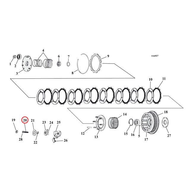 Adjusting screw, clutch — 71-E84 XL Sportster (also ETC clutch with 3/8" hole)