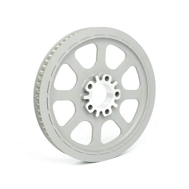 Reproduction OEM style wheel pulley 70t, 1-1/8" belt. Silver — 00-06 Softail (Excl. FXSTD) (NU)