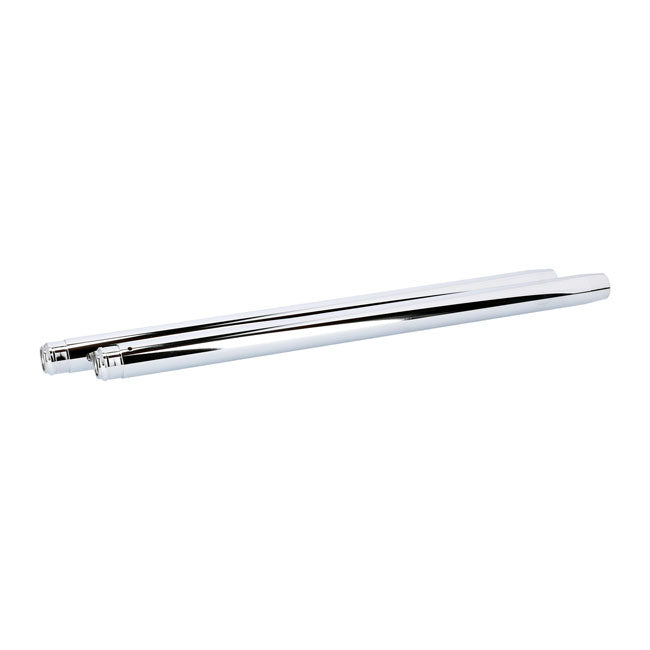 Fork tubes 35mm, 23-1/4". show chrome — Standard length: 83-86 XL Sportster; 84-85 FX; 84-86 FXR (NU). -2" understock: 83-86 FXRD; FXRT; 84-85 FXSB; 85-86 FXRS (NU)