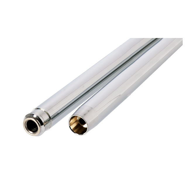 Fork tubes 35mm, 23-1/4". show chrome — Standard length: 83-86 XL Sportster; 84-85 FX; 84-86 FXR (NU). -2" understock: 83-86 FXRD; FXRT; 84-85 FXSB; 85-86 FXRS (NU)