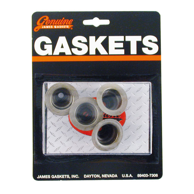James, valve guide seal kit. Viton. 4-pk — 05-17 Twin Cam (Excl. 110" models); 04-22 XL Sportster; 08-12 XR1200 (NU)