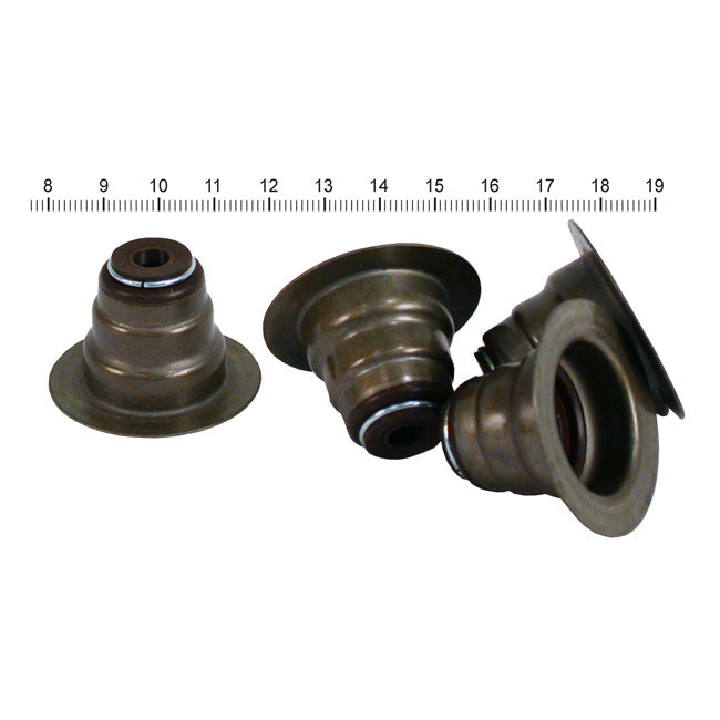 James, valve guide seal kit. Viton. 4-pk — 05-17 Twin Cam (Excl. 110" models); 04-22 XL Sportster; 08-12 XR1200 (NU)