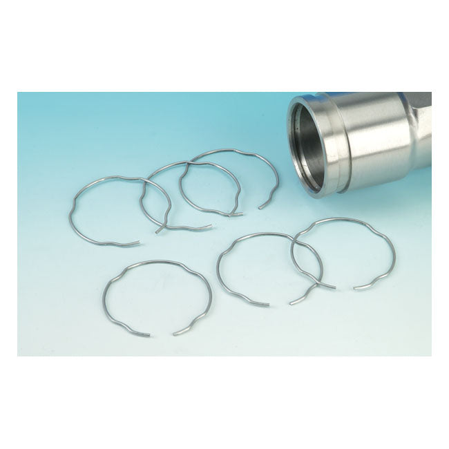 James, retaining ring for fork seal — 18-26 Softail; 06-17 Dyna (excl. 2017 FXDLX; 12-16 FLD); 08-11 FXCW/C; 13-17 FXSB; 14-26 FLT/Touring; 14-26 Trikes; 16-22 XL1200X; 16-20 XL1200XS; 02-11 V-Rod. (Excl. all models with inverted forks)