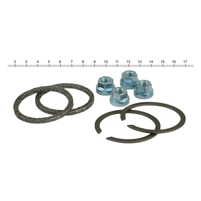James, exhaust gasket & mount kit. Wire/Graphite gaskets — 84-26 Big Twin; 86-22 (NU) XL Sportster; 08-12 (NU) XR1200; 87-10 (NU) Buell XB